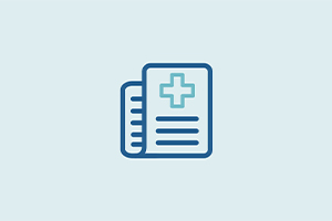 Icon of medical documents with a cross symbol.