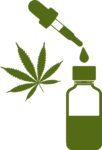 Eyedropper and bottle with cannabis leaf