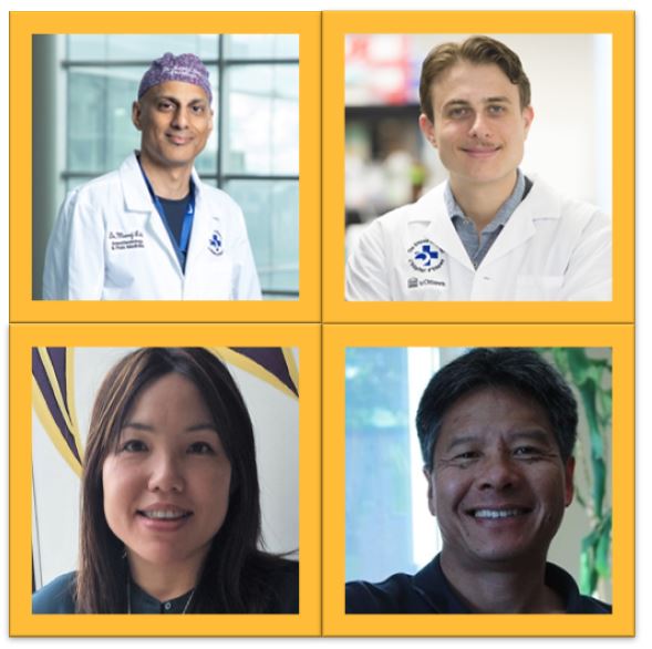 four people are smiling and posing for a photo