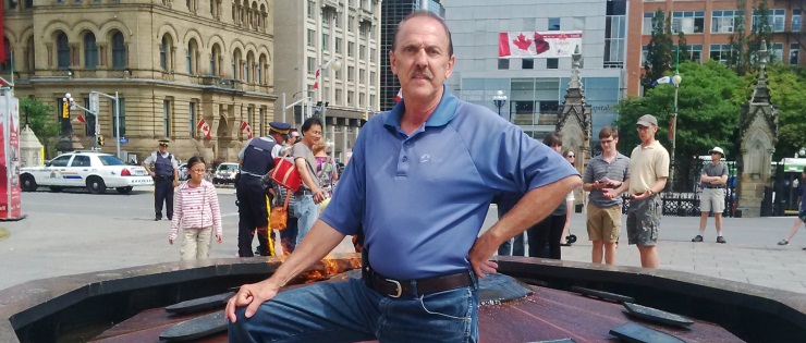 a person standing in downtown Ottawa