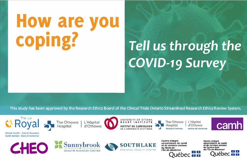 graphic promoting a survey about coping with COVID-19
