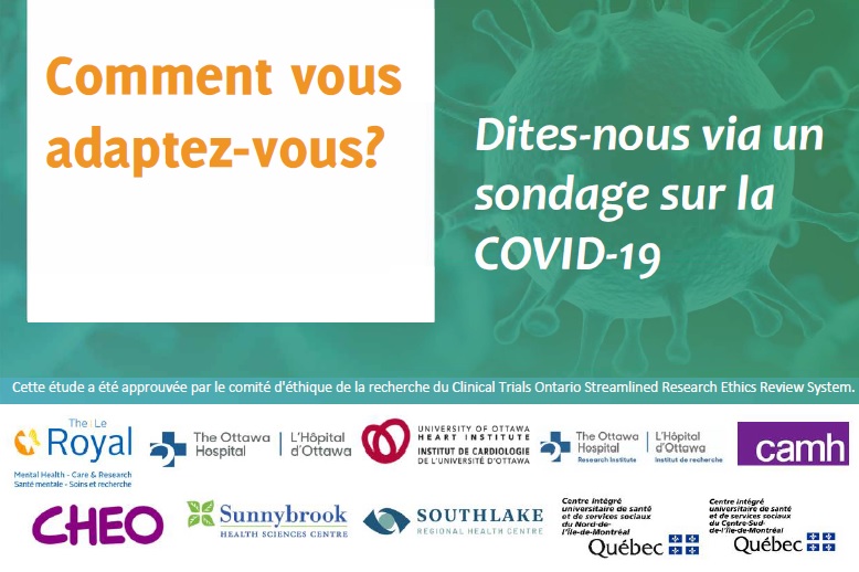 graphique faisant la promotion d'une enquête sur la gestion de la COVID-19