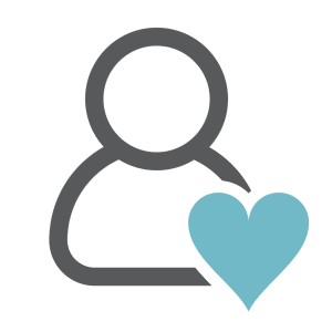 a person with a heart icon