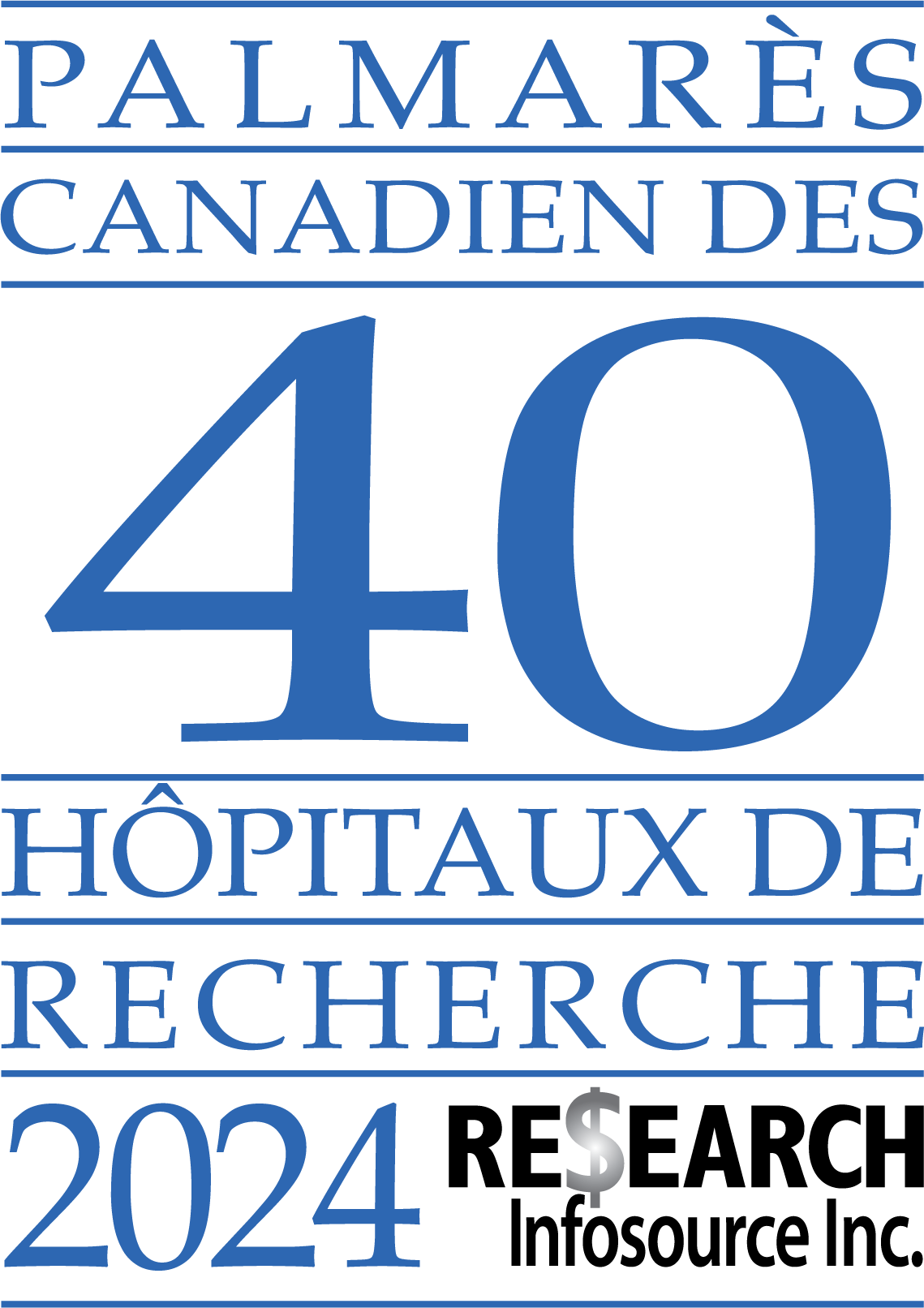 le logo des 40 meilleurs hôpitaux de recherche du Canada