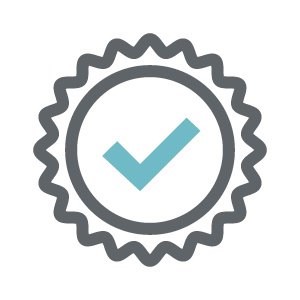 a blue tick icon 