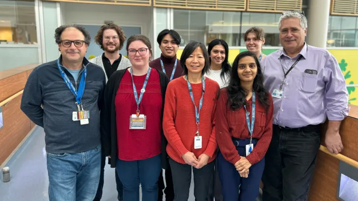 A group of people stand together in a group