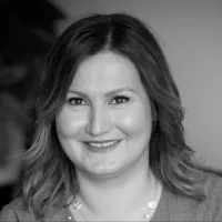 A black and white photo of a woman