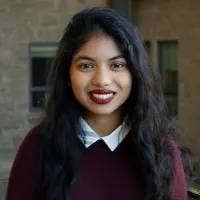 Woman smiles at camera