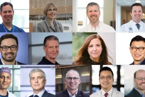 A composite image of 13 researchers looking at the camera